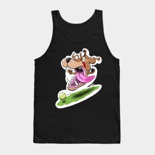 Dog chasing ball. With white outline Tank Top